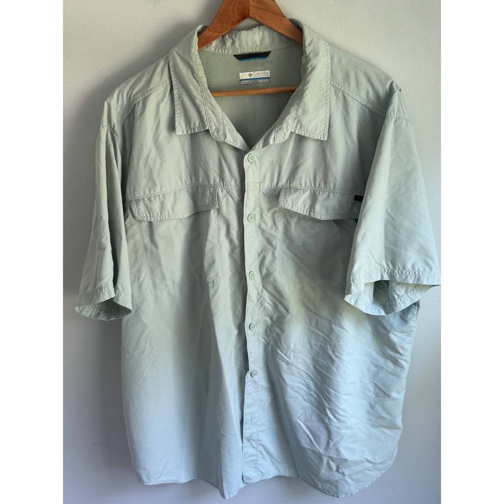 Columbia PFG Mens XXL Short Sleeve Fishing Shirt Omni-Shade Mint Green Button Up